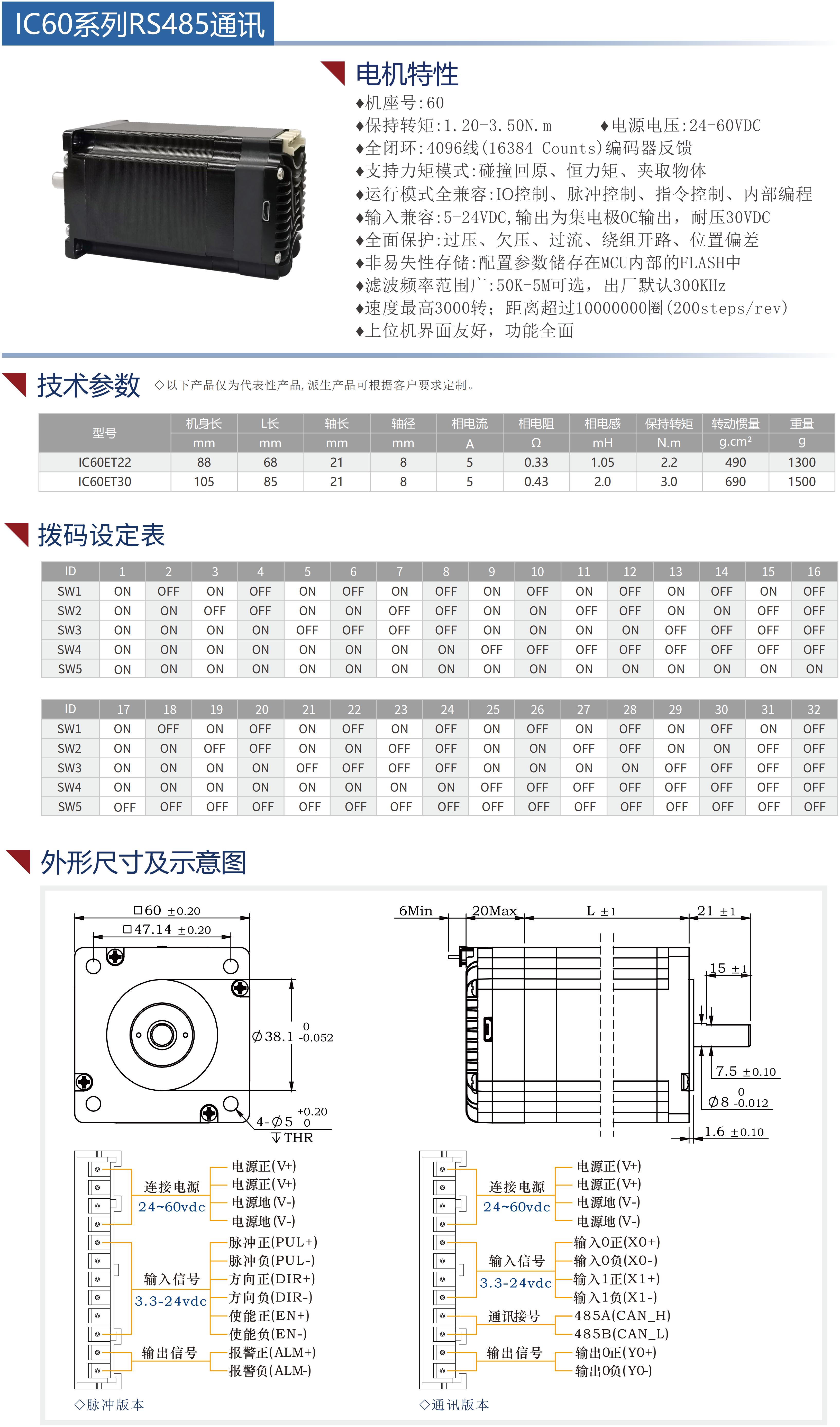 60集成式步進伺服電機（485通訊）