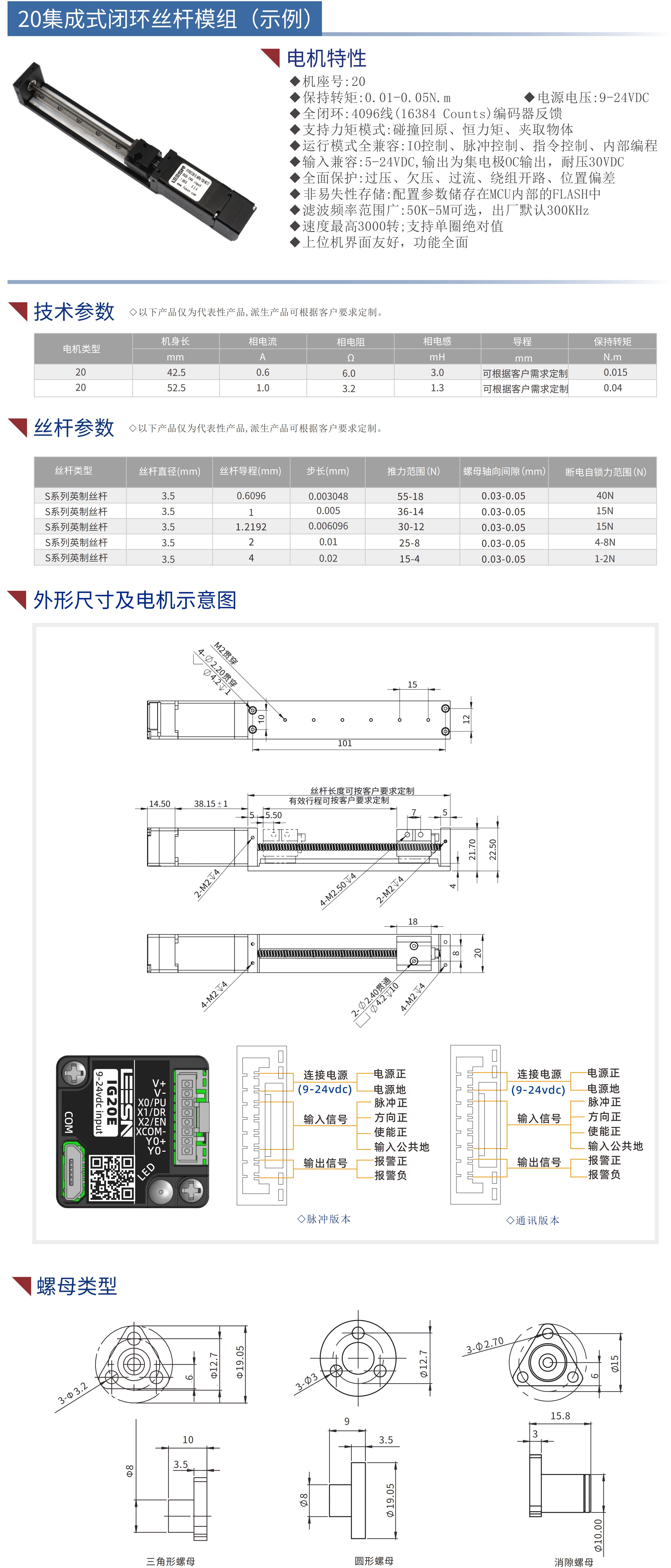 20集成式閉環(huán)絲桿電機(jī)模組